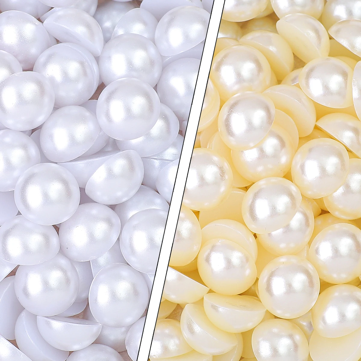 

White Ivory 1.5/2/2.5/3/4/5/6/7/8/10/12/14mm Imitation Pearl ABS Plastic Half Round Loose Bead For Nail Art DIY Craft Garment