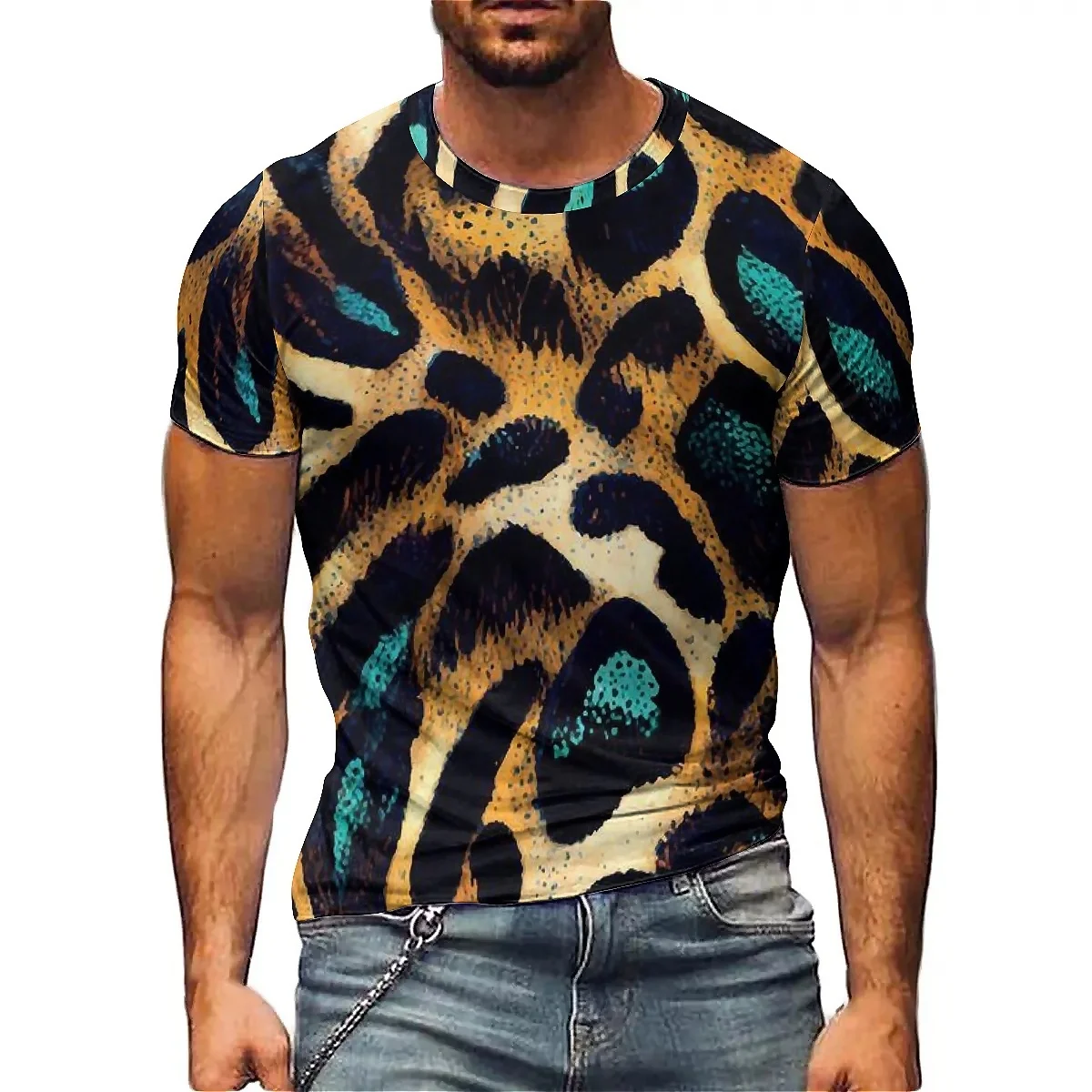 2027 New Bright Color Men's 3D Printed Short-Sleeve T-Shirt - Men's Loose Fit Top