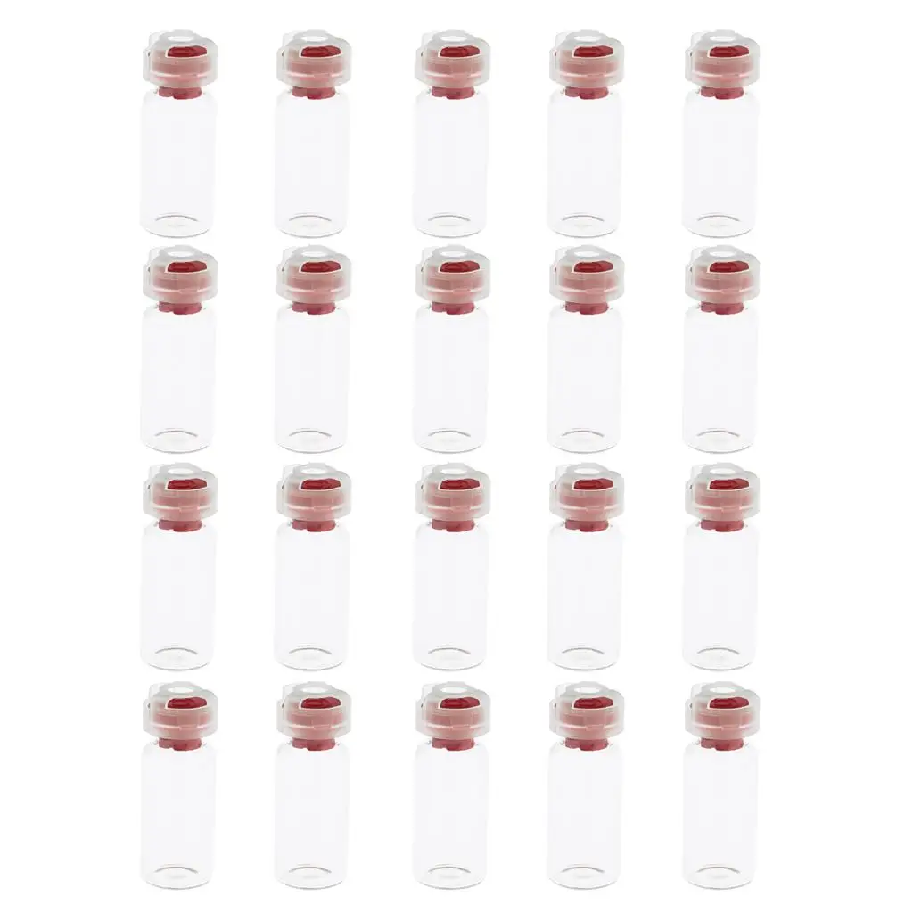 20Pcs 10ml Empty Sterile Glass Sealed Serum Vials Bottles Liquid Containers Transparent Body - 6 Colors Optional