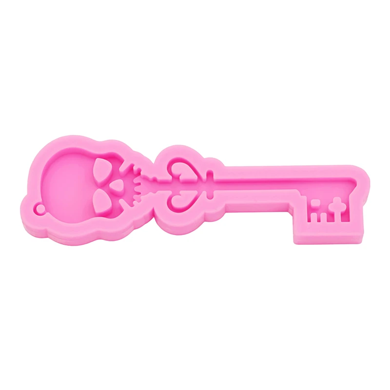 GJ-988 Shiny Mirror Skull Key Epoxy Resin Drip Mold DIY Earrings Pendant Keychain Bag Jewelry Pendant Silicone Molds