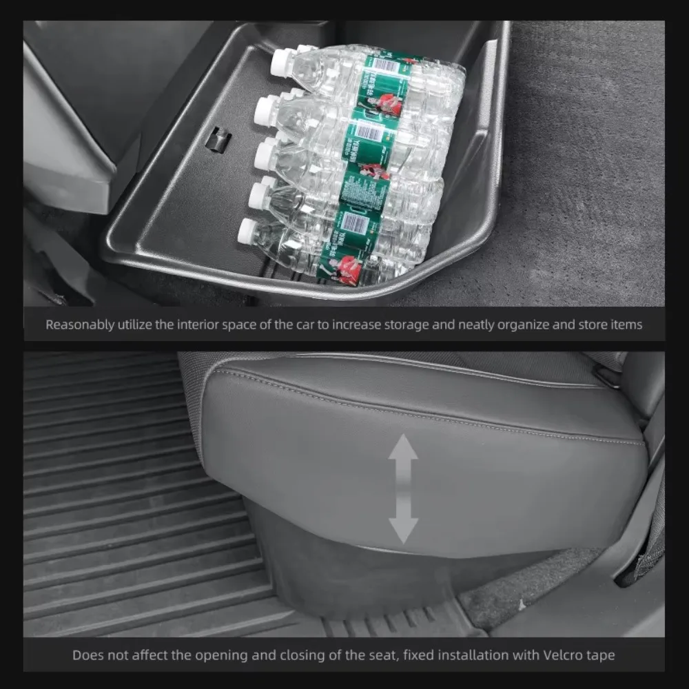 For Tesla Cybertruck 2024‑2026 Under Seat Storage Box Organizer Case 3Pcs For Rear Seat Lower Car Interior Decor Accessories