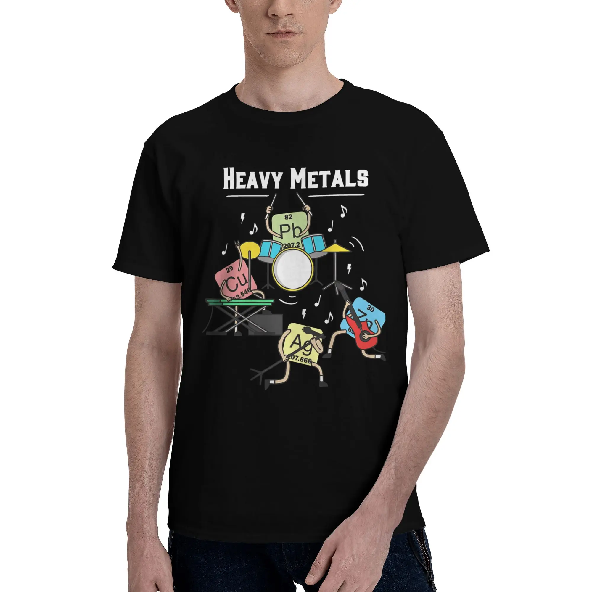 Mens Womens Heavy Metals Band Chemists Periodic Tab Shirt Pure Cotton Graphic Printed Tee Shirts  Clothing Outfits