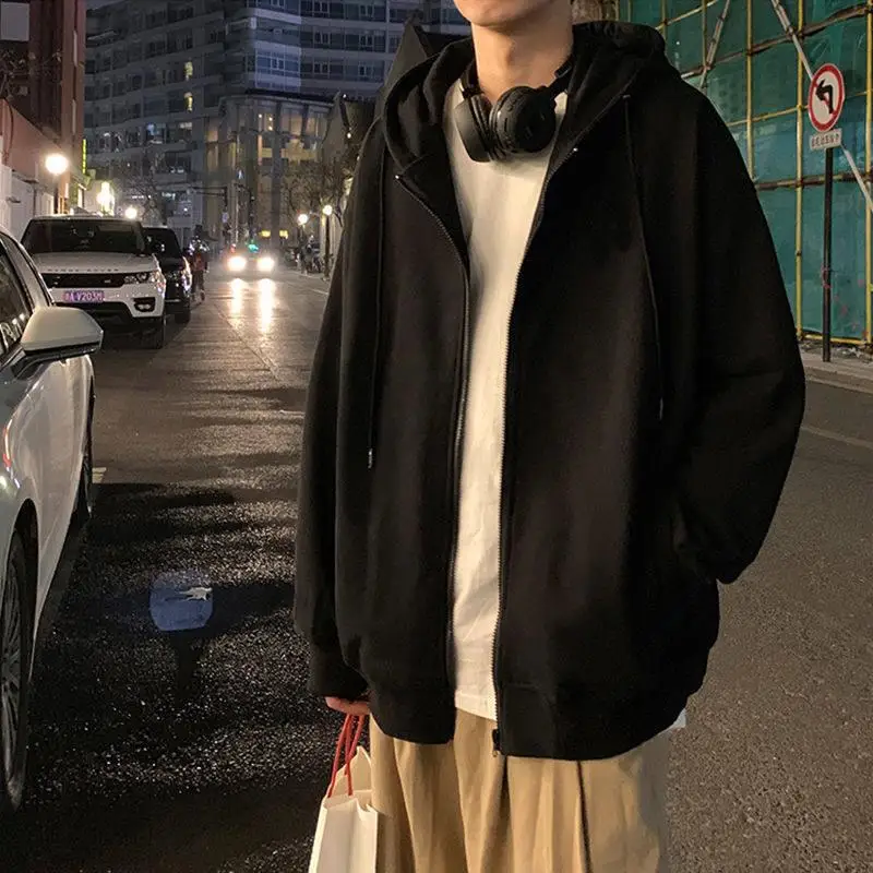 Spring Autumn Thin Men's Workwear Sweatshirt Coat Durable Dirt Resistant Hooded Cardigan for Construction Site Youth Fashion