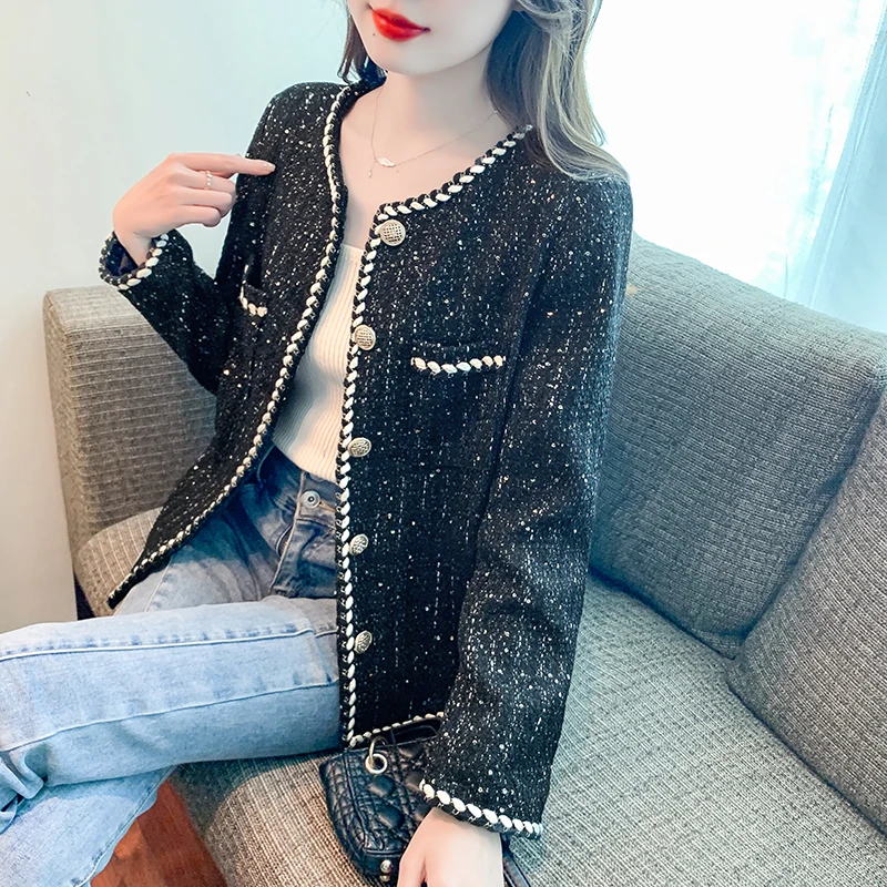 EHQAXIN Women's Exquisite Coat Fashion Autumn Winter New Elegant Loose Button Cardigan Coats Ladies Small Fragrance Style S-2XL