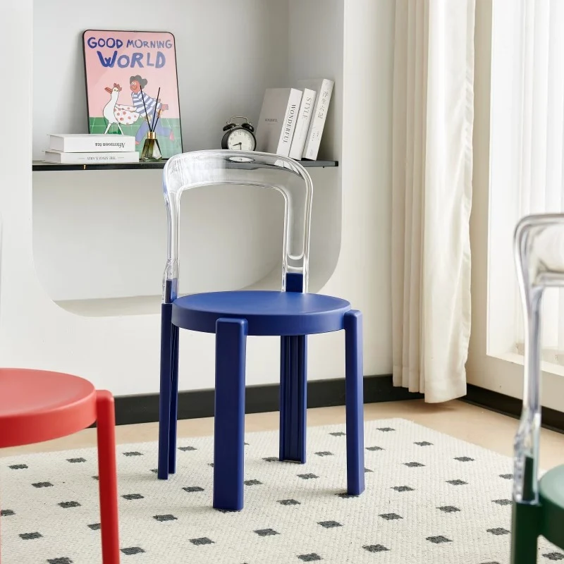 xx-Stackable Trendy Dining Chairs Acrylic Trendy Kitchen Plastic Dinning Chair Modern Dinette Cadeira De Jantar Home Furniture^