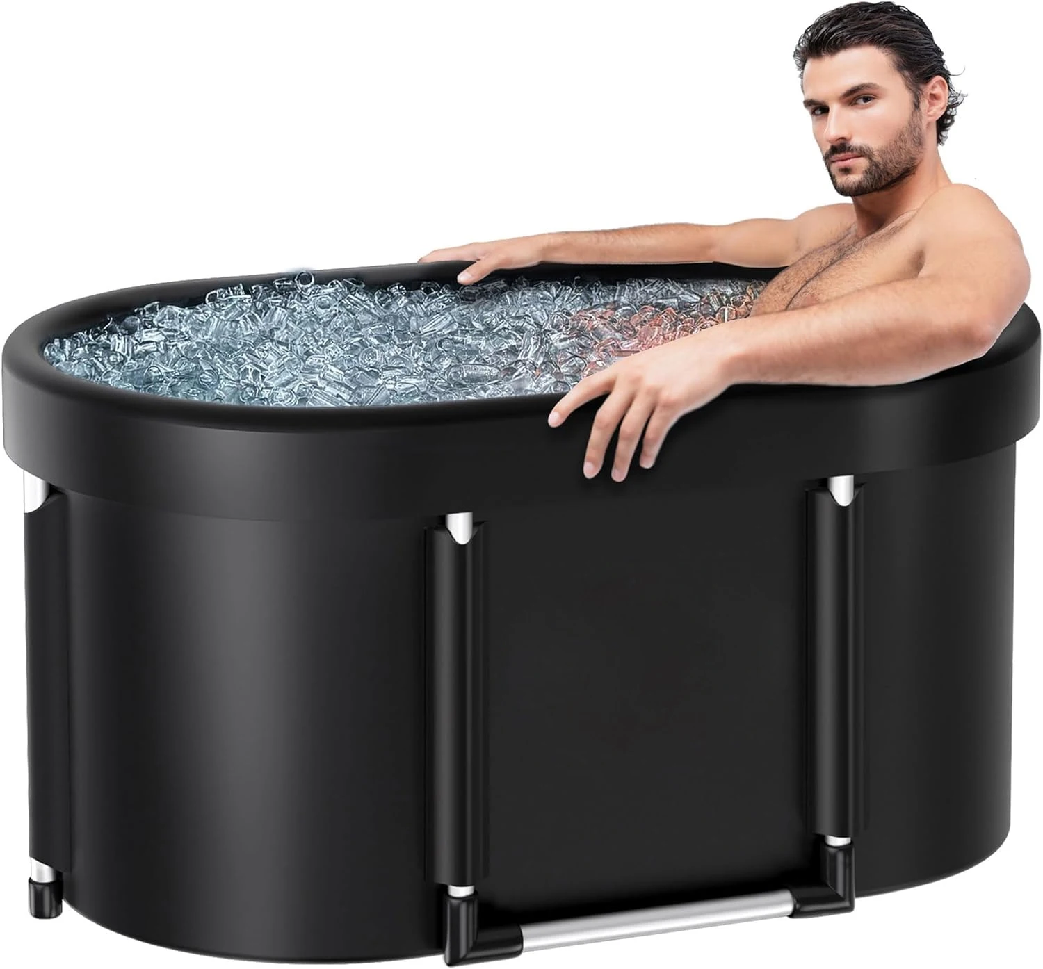 Upgrade XL 129 Gal Large Oval Ice Bath Tub for Athletes,Multiple Layered Portable Outdoor Cold Plunge Tub for Recovery, Gym,Home