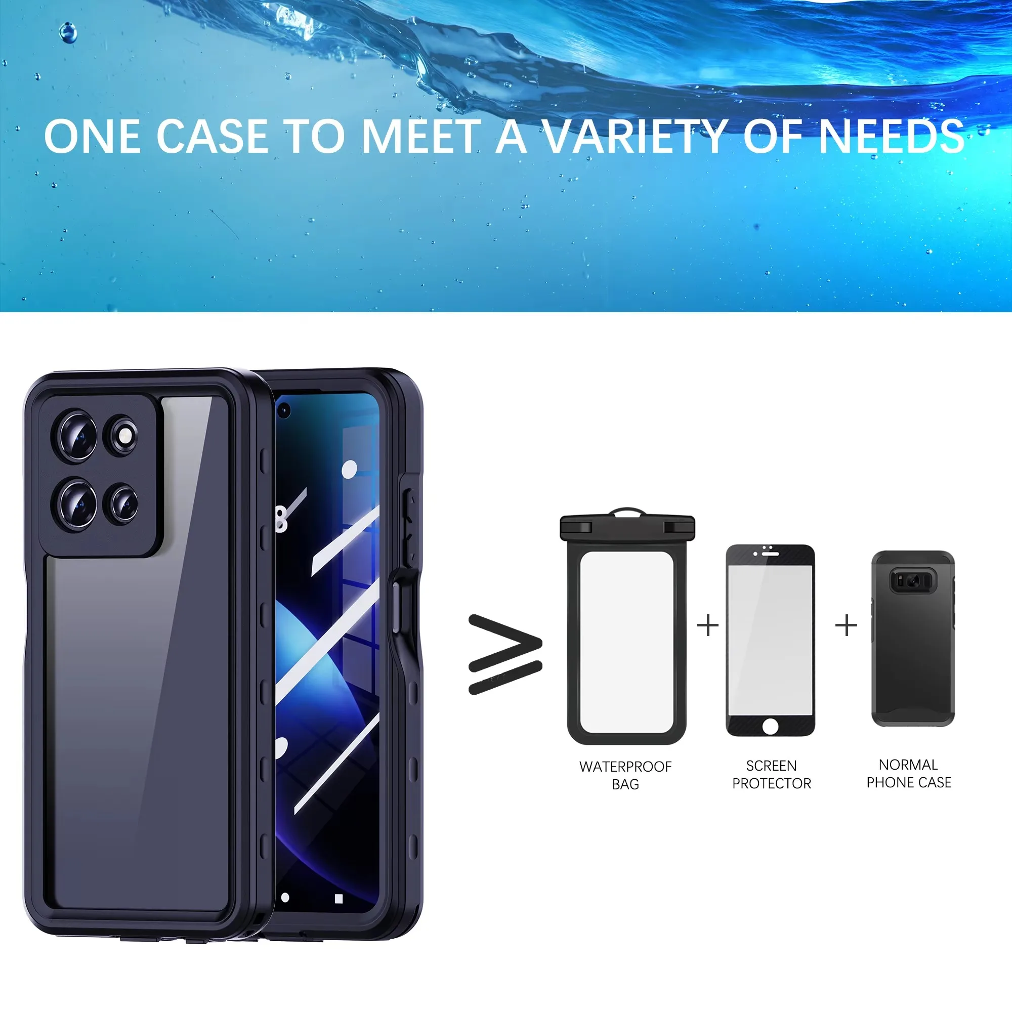 

For Samsung Galaxy A16 A26 A36 A55 A35 A25 A15 A54 A14 360 Protective Underwater Diving Phone Cover 360 Waterproof Case