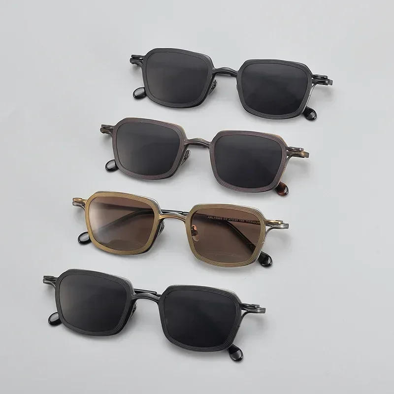 outdoor sunglasses for fishing and travel Sunglasses set, square pure titanium glasses,, prescription glasses holder