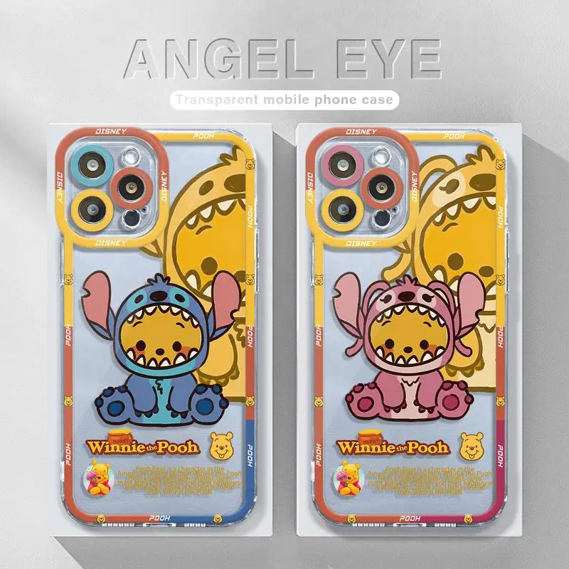 Clear Phone Case for Xiaomi Redmi Note 13 12 11 9 10 pro 9S 10S 11S 12S for Redmi 13C Disney Pooh Cosplay Stitch Lotso Cover