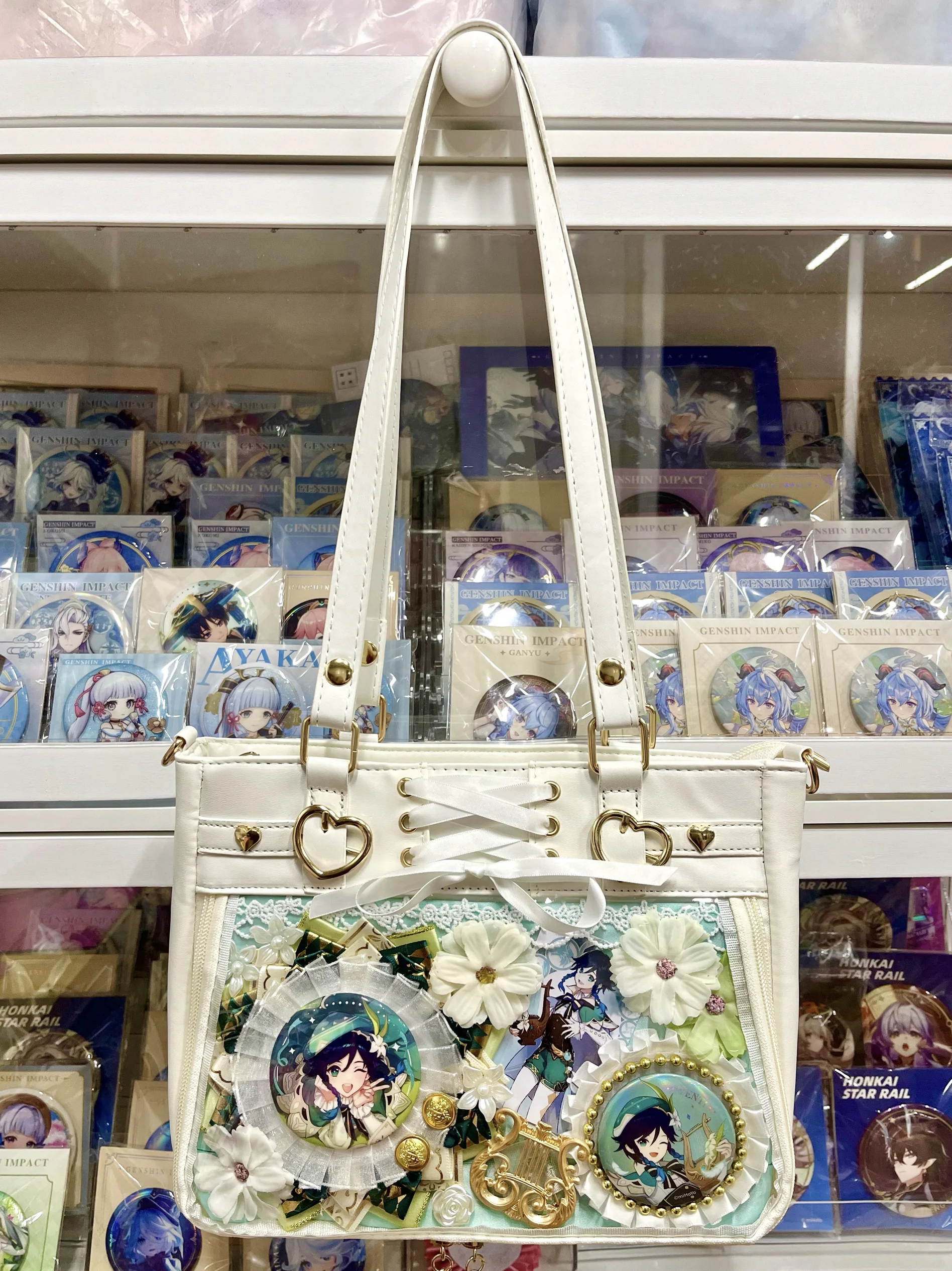 Genshin Impact Venti-Bolso de hombro tipo bandolera Itabag con acabado, soporte para insignia de tablero Ita, Merch de juego de Anime para niñas