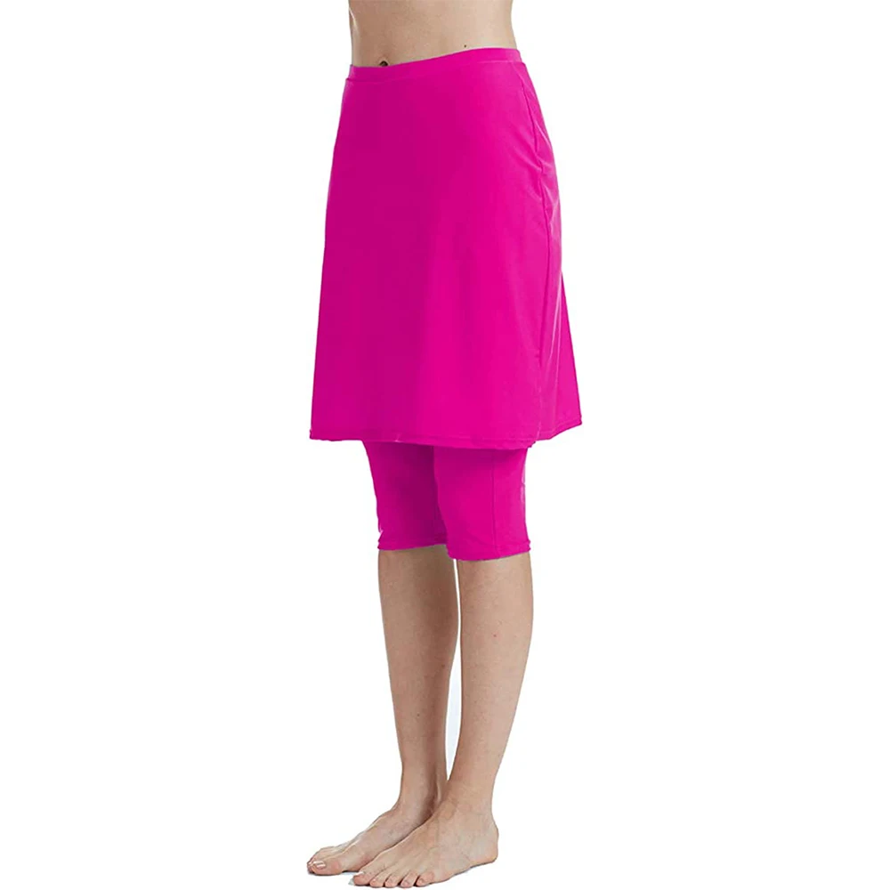 Women's capris leggings energetic skirt swimsuit sunscreen ski （Rose red）