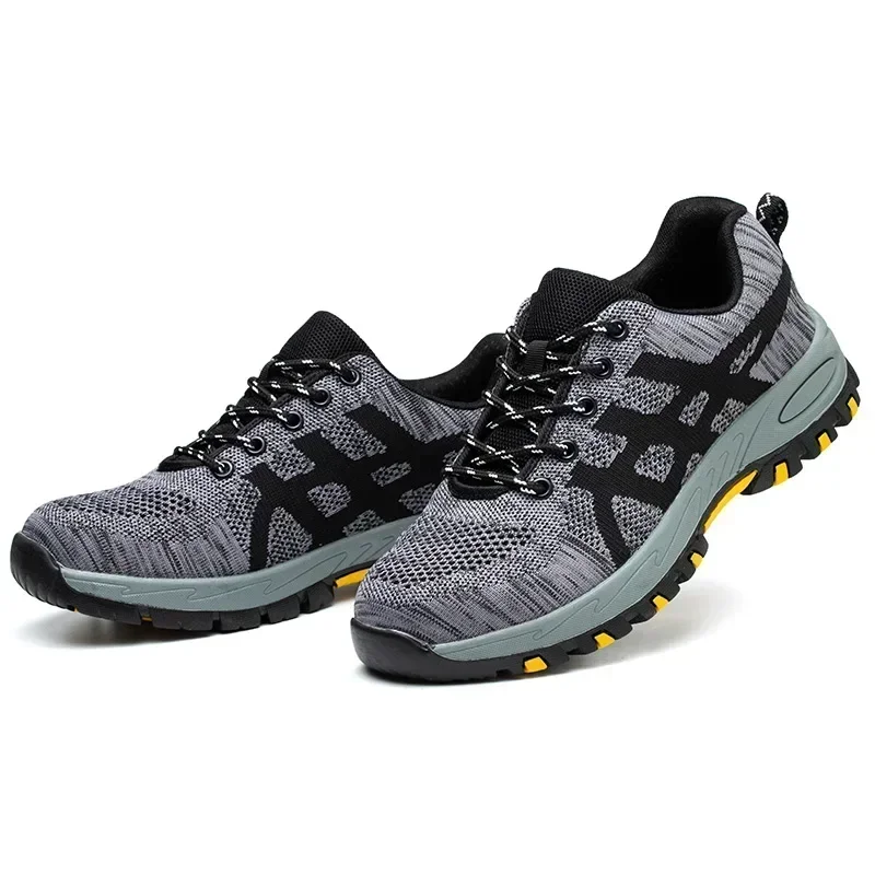 Men's Lightweight Breathable Safety Shoe Steel Toe Cap Anti-drop Anti-piercing Safety Boots for Construction Site Wear-resistant image 6