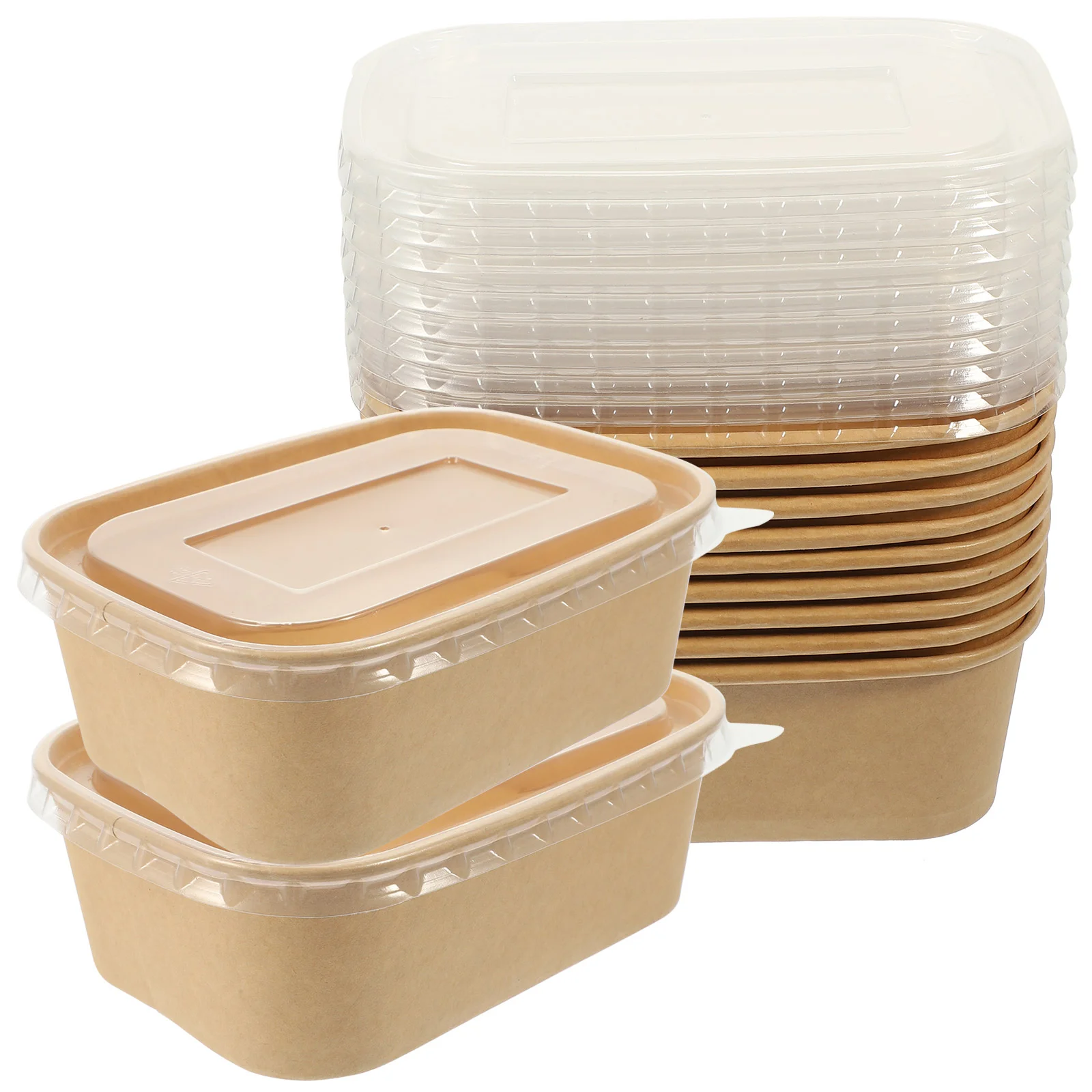 Packed Lunch Box Takeout Food Kraft Paper Boxes Storage French Fries Rectangle Bowl with Lid Fruit Holding Bowls