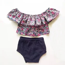 2022 Summer Floral Romper Suit Fashion Top+Shorts 2Pcs Baby Girl Clothes Kid Clothes For Newborns Toddler