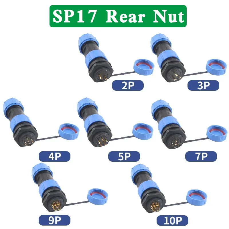 

SP17 2pin/3pin/4pin/5pin/6pin/7pin/9/10pin Waterproof Aviation Cable Wire Connectors Plug Socket,IP67 Electrical Cable Connector