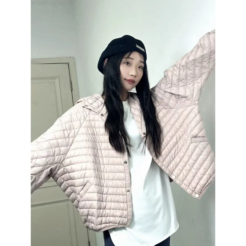 Women's New Style Literary and Artistic Lightweight White Duck Down Down Jacket Batwing Sleeves Versatile Outerwear Comfortable