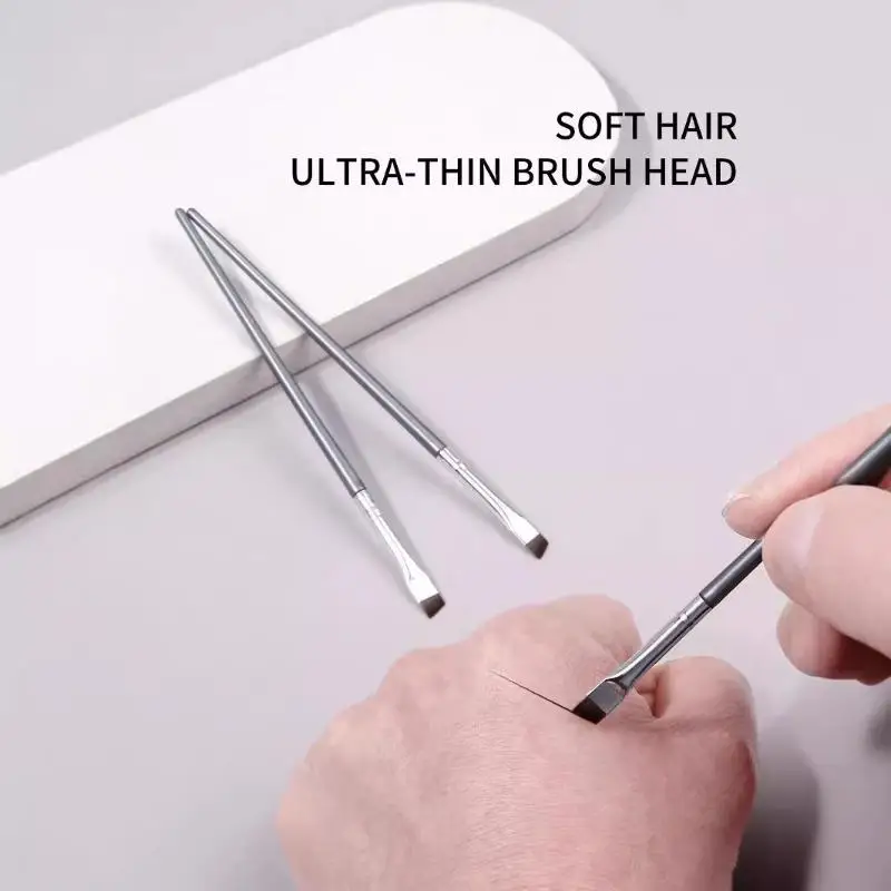 12 個の超薄刃アイライナーブラシ、多機能スリムスリーパーブラシフラットアイブロウブラシ斜めアイブロウクリームブラシポータブル