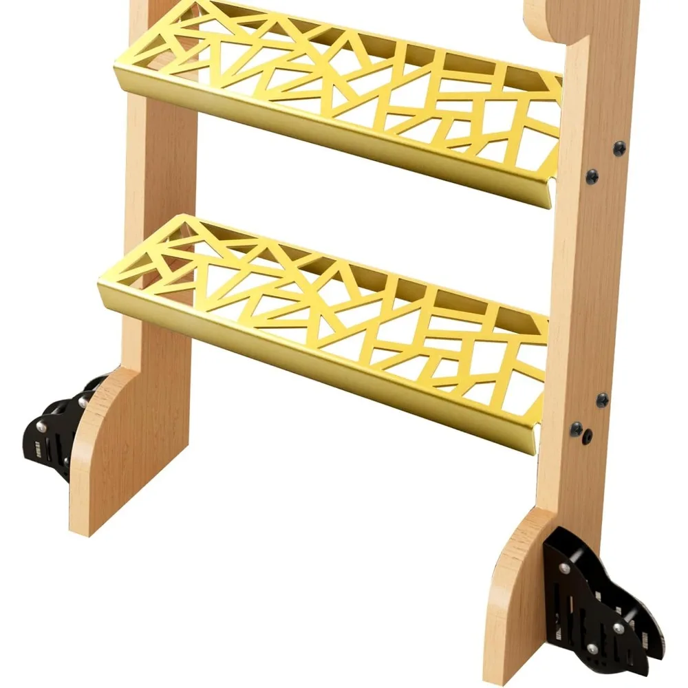 سلم مكتبة فولاذي عتيق مكون من 9 طبقات مع لمسة نهائية سوداء ومجموعة أدوات ذهبية #6