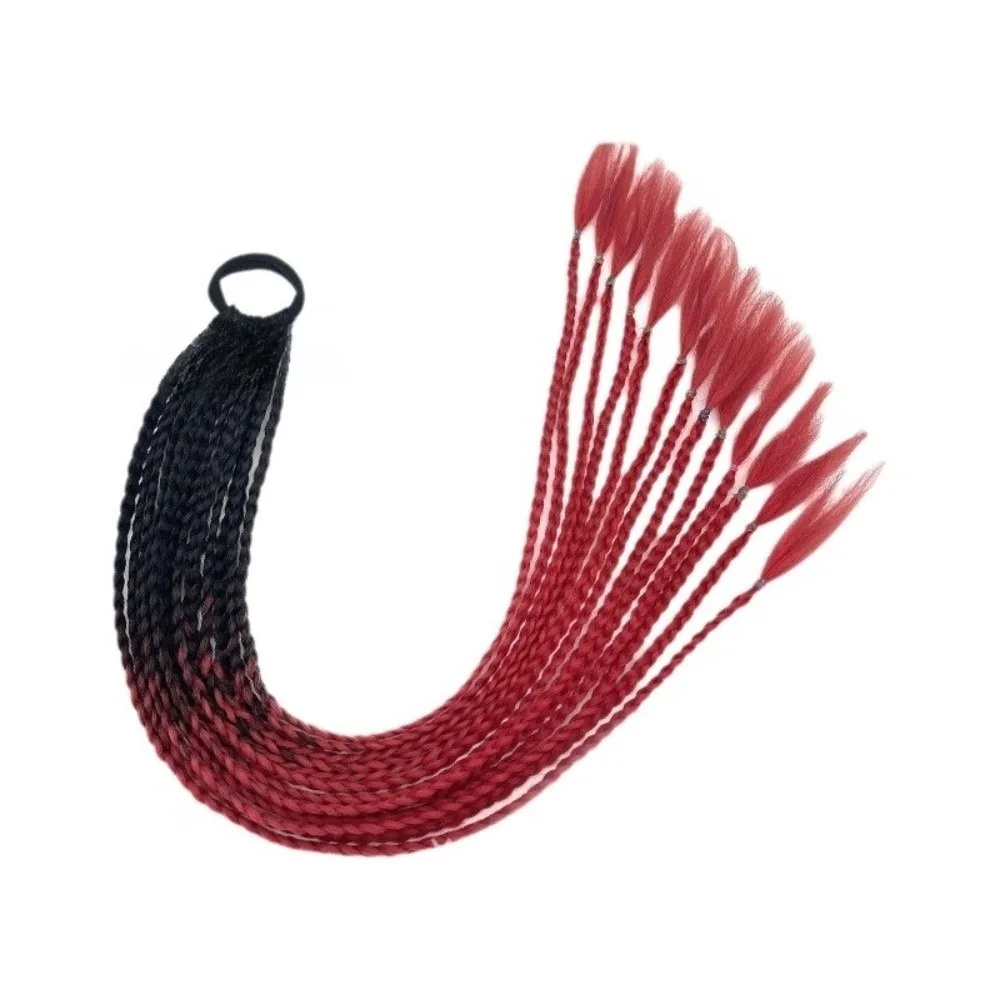 

Многослойная радужная прямая коса-хвост длиной 24 дюйма с эластичной резинкой, прямая текстура