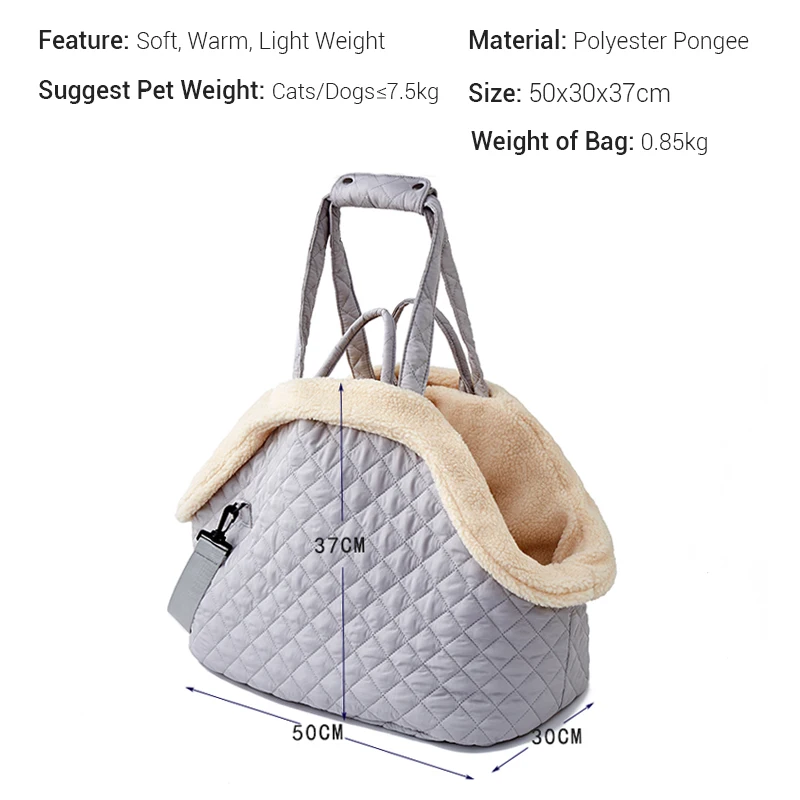 Fashion Cat Dog Handbag Soft Warm Dog Carrier Bags For  Dogs Cats Big Capacity Light Weight For Small Dogs Outdoor Supplies