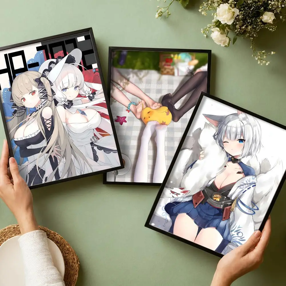 A-Azur Lane Anime Poster Stickers HD Painting Self-Adhesive Art for Bedroom Living Room Home Decor Modern Wall Decals Gift