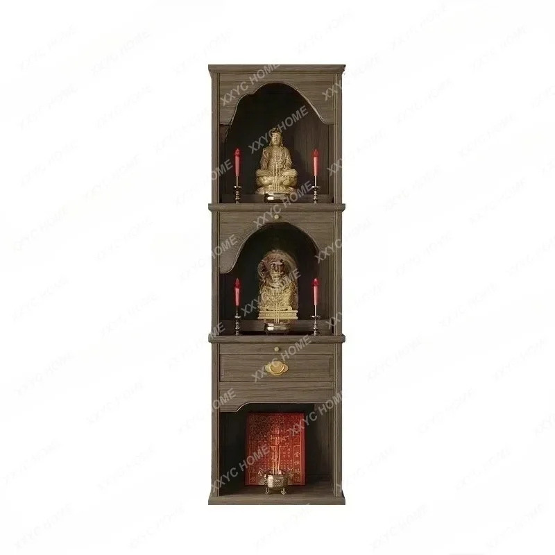 XX Buddha Cabinet Solid Wood Three-Layer Buddha Shrine Household Prayer Altar Table Cabinet Guanyin Ancestor Landlord Altar