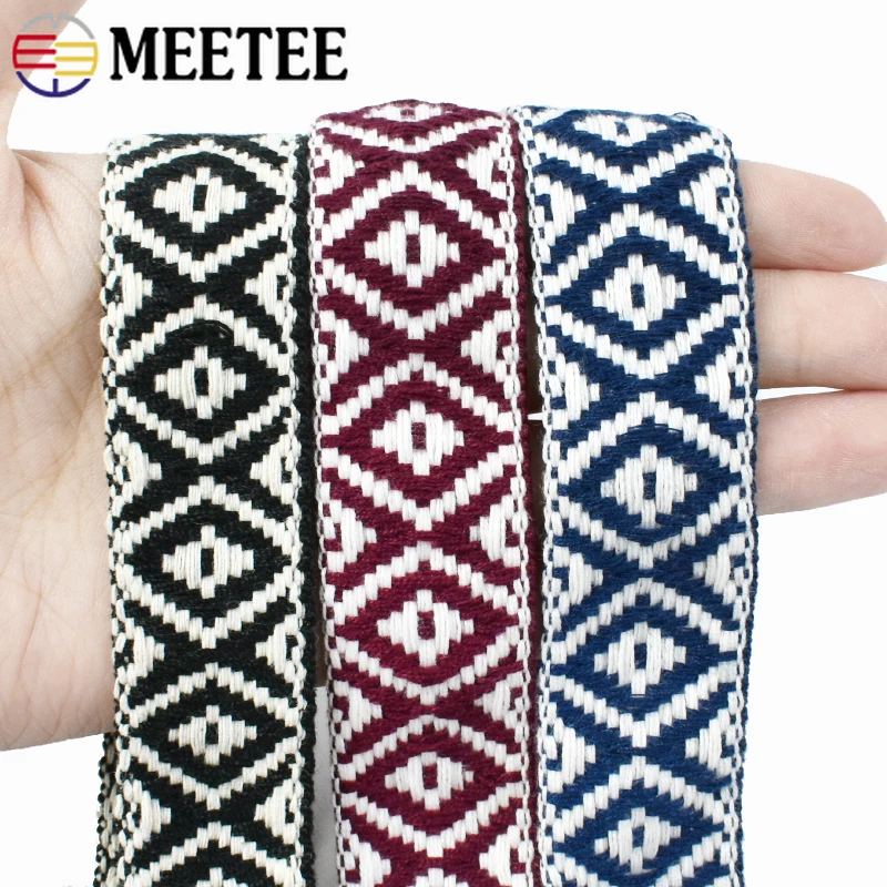 

2-10M 25mm Jacquard Webbing 1.3mm Thick Ethnic Ribbon Backpack Shoulder Strap Clothes Luggage Decor Band Sewing Accessories