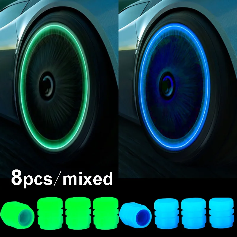 Auto Leuchtende Reifen Ventilkappen Fluoreszierende Nacht Leuchtende Motorrad Fahrrad Rad Reifen Nabe Ventilschaftkappen Dekor 1/ 4 Stück