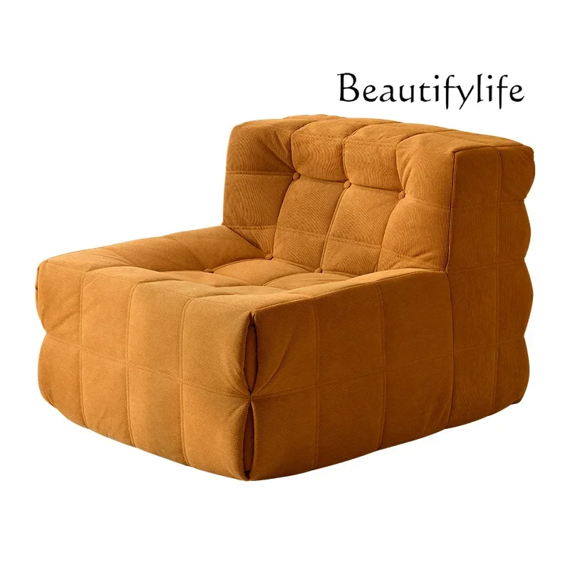 

Waffle Lazy Sofa Simple Modern Living Room Balcony Casual Caterpillar Fabric Sofa Chair