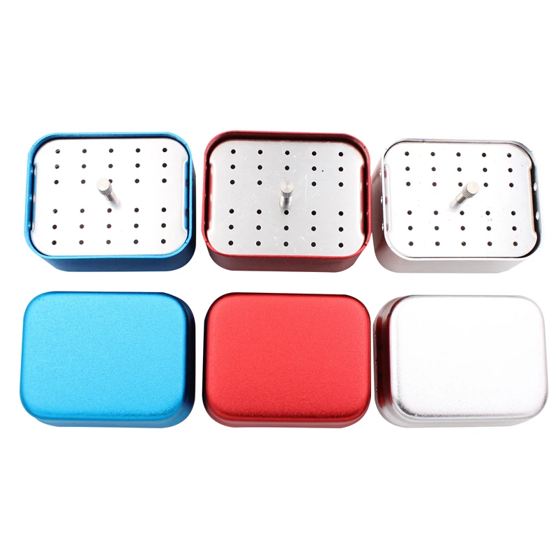 5pcs Aluminum Dental Disinfection Box Autoclave Sterilizer Case Burs Endo Files Holder 30 Holes For Burs Dentist Lab Instrument