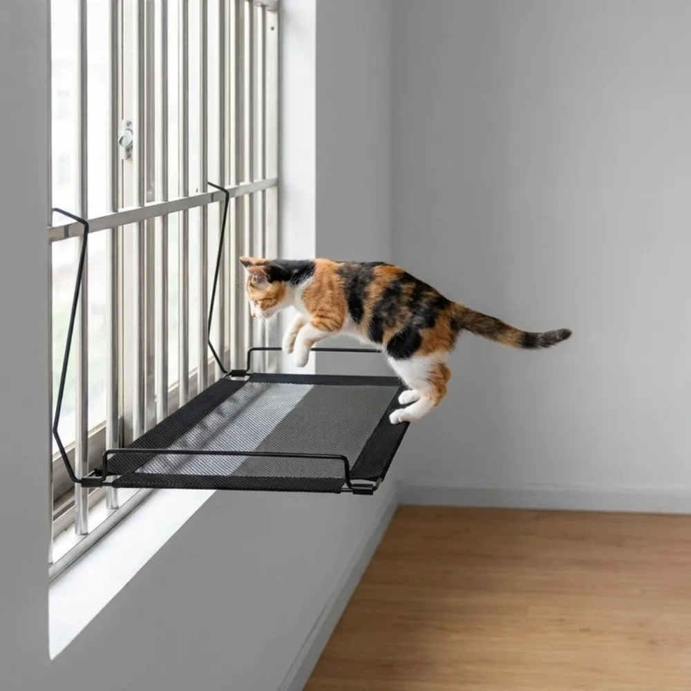 Pet Nest Breathable Mesh Cat Window Hammock Stable No-punching Pet Window Perch Folding Durable Cat Sunbathing Bed Balcony view 2