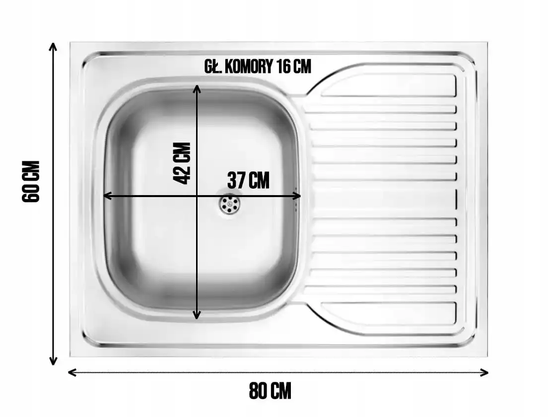 Single-chamber steel sink 80x60 satin with Apollo siphon