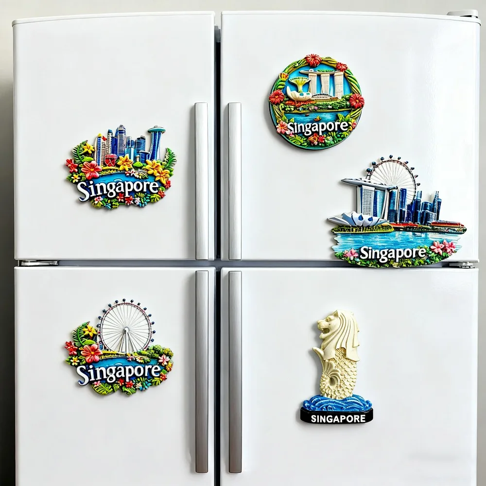 Calamita Da Frigorifero Singapore 3D – Souvenir Turistico In Legno 11,5x4,4 Cm, Magnete Forte, Decorazione Per Casa, Cucina O Ufficio