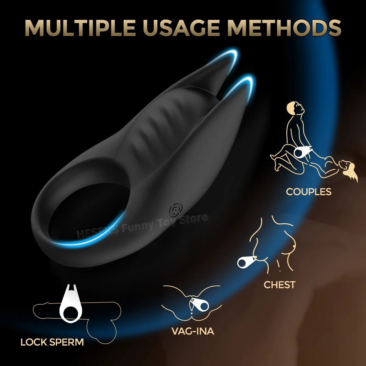 HESEKS Silicone Penis Ring for Men Vibrating Cock Ring with Rabbit Design Delayed Ejaculation Rechargeable Dick Vibrator 18+