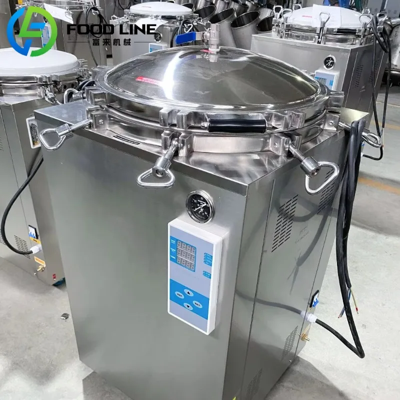 Semi Automatic Vertical Pressure Steam Sterilizer Commercial Food Grade Equipment for Processing