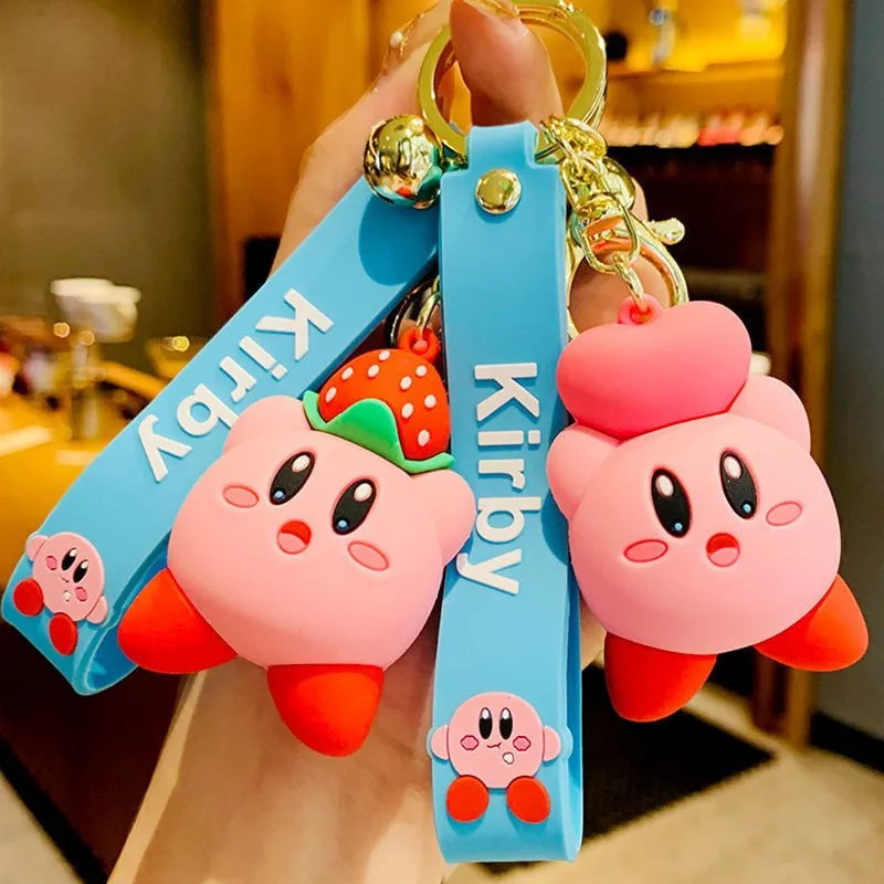 Cartoon Kawaii Game Star Kirby Keychain Small Doll Backpack Pendant Cute Car Key Ring Ornaments Accessories Gift