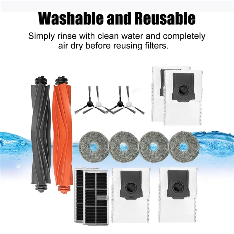 B99A-16PCS Roller Brush Filter Mop Cloth Dust Bag Set For Dreame S10 Pro Ultra Vacuum Cleaner Accessories Replacement Parts