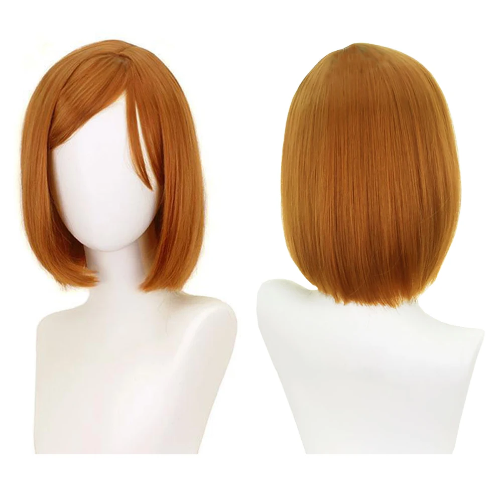 

Anime Jujutsu Kaisen Nobara Kugisaki Cosplay Composite Hair, Brown Short Hair, Side-Parted 14-Inch Halloween Carnival Party Wig