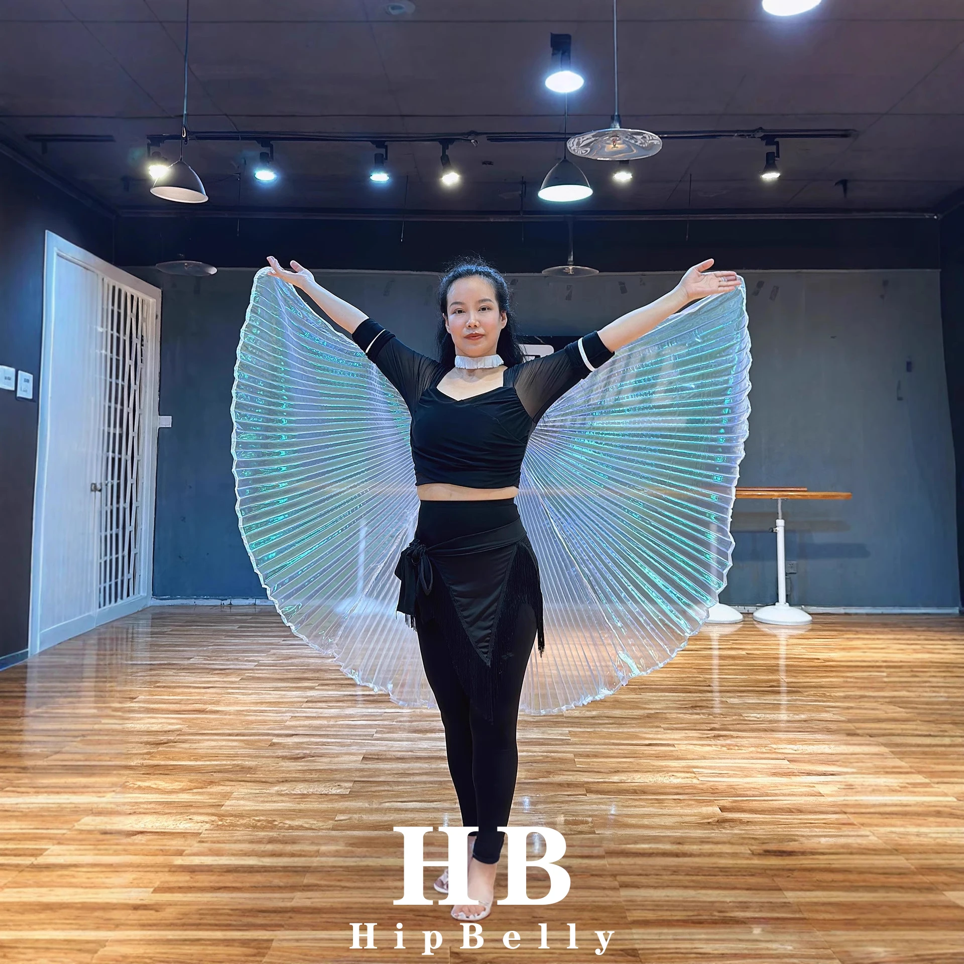 Belly Dance เสื้อผ้าตกแต่งด้านหลังปีก Hand Hook สไตล์ปีกโปร่งใส Wing Dance Performance ProPerformance อุปกรณ์เสริม