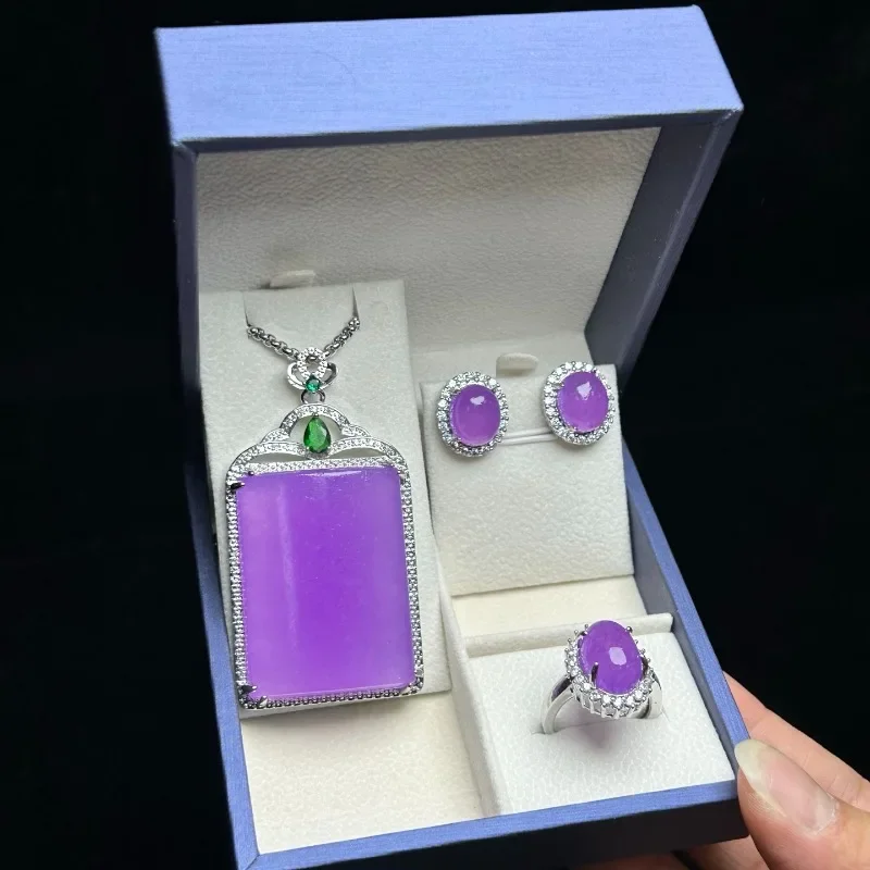 

High Ice Quartz Rock Jade Set, Simple Classic Jewelry