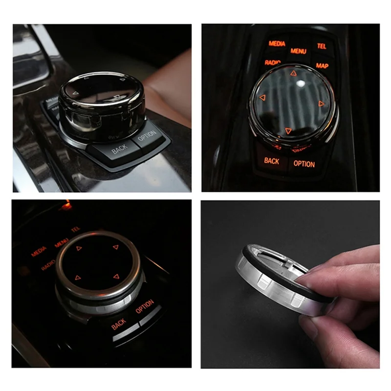 

AB41-2Set For Idrive Car Multimedia Button Cover Trim Knob Sticker For BMW F10 F18 F07 F20 F21 F06 F12 F30 F01 F02 F25 F26