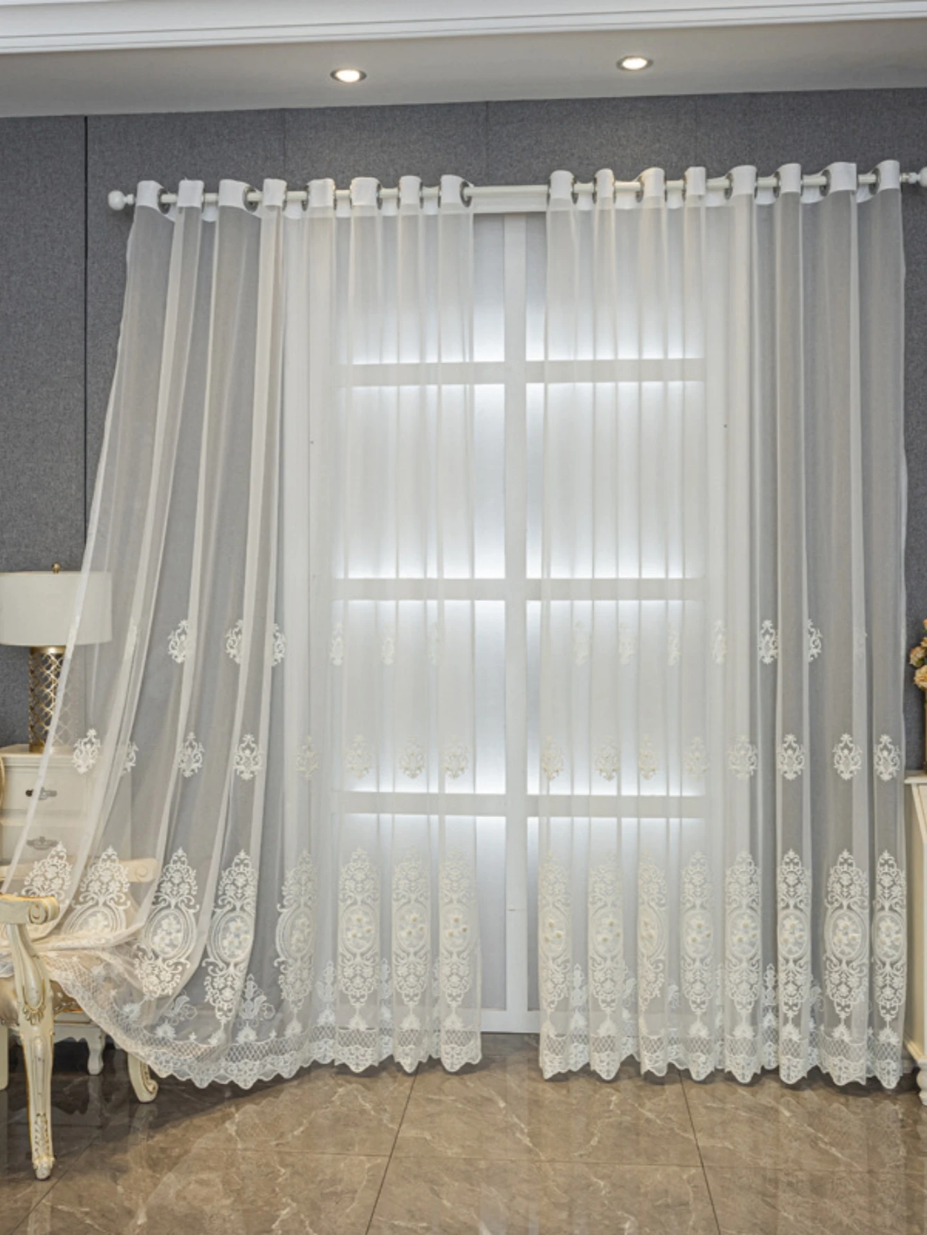 1pc European style curtains, petal shaped embroidered curtains, bedroom, living room, dining room, kitchen decoration,