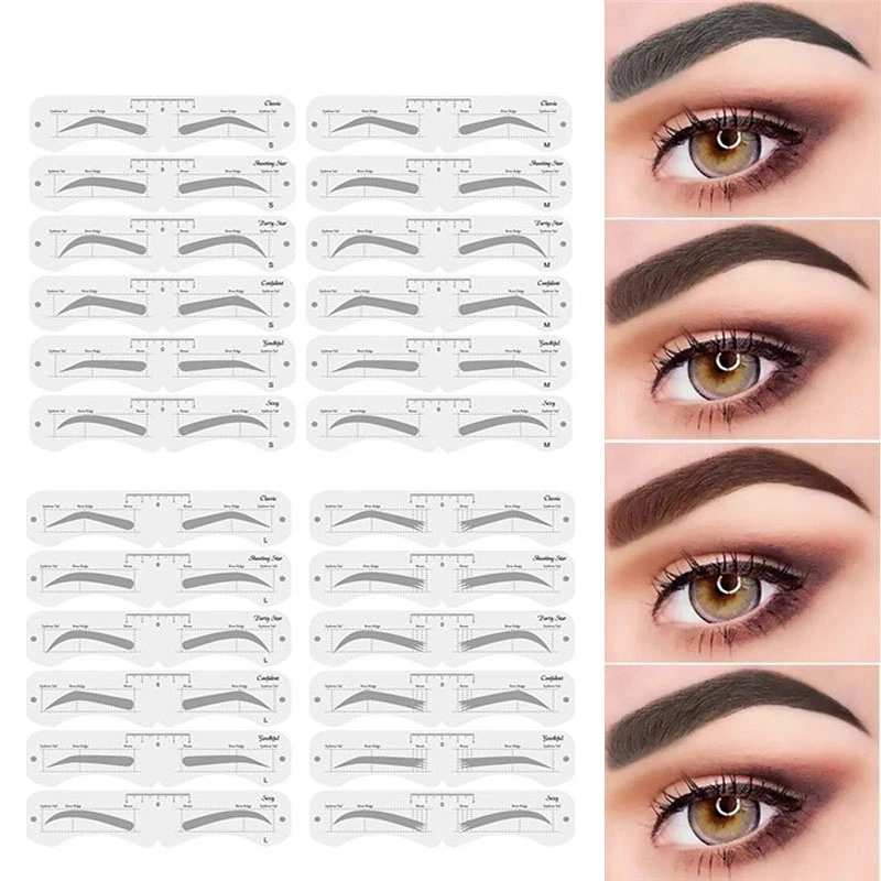 6pcs/set Eyebrow Stencil Reusable Eyebrow Shaper Brow Stamping Template Kit DIY Eye Brow Definer Makeup Tools Accessories