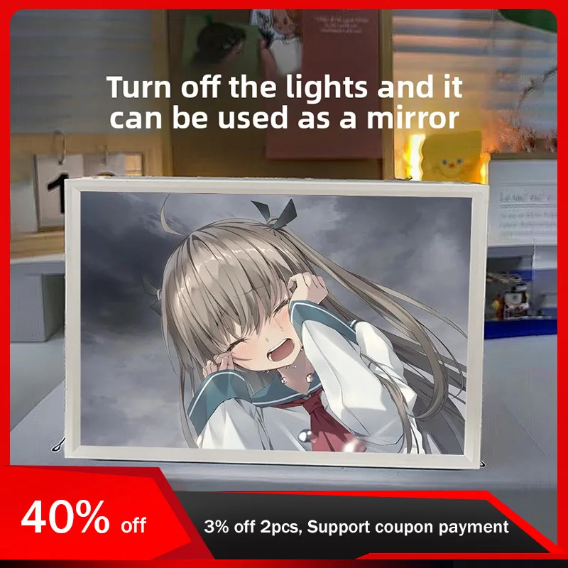 

21 см/8,27 дюйма ATRI: My Dear Moments 3D Аниме-фигурка, световая картина, светодиодный зеркальный ночник, креативные аксессуары, украшение для рабочего стола