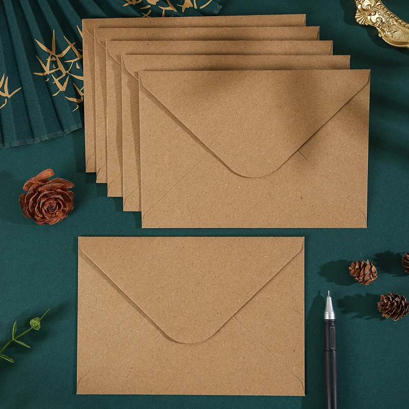 25/50PCS Kraft Paper Envelopes Brown Mailing Envelope for Gift Card Tags Jewelry Small Business Packaging Wedding Invitation ZYF