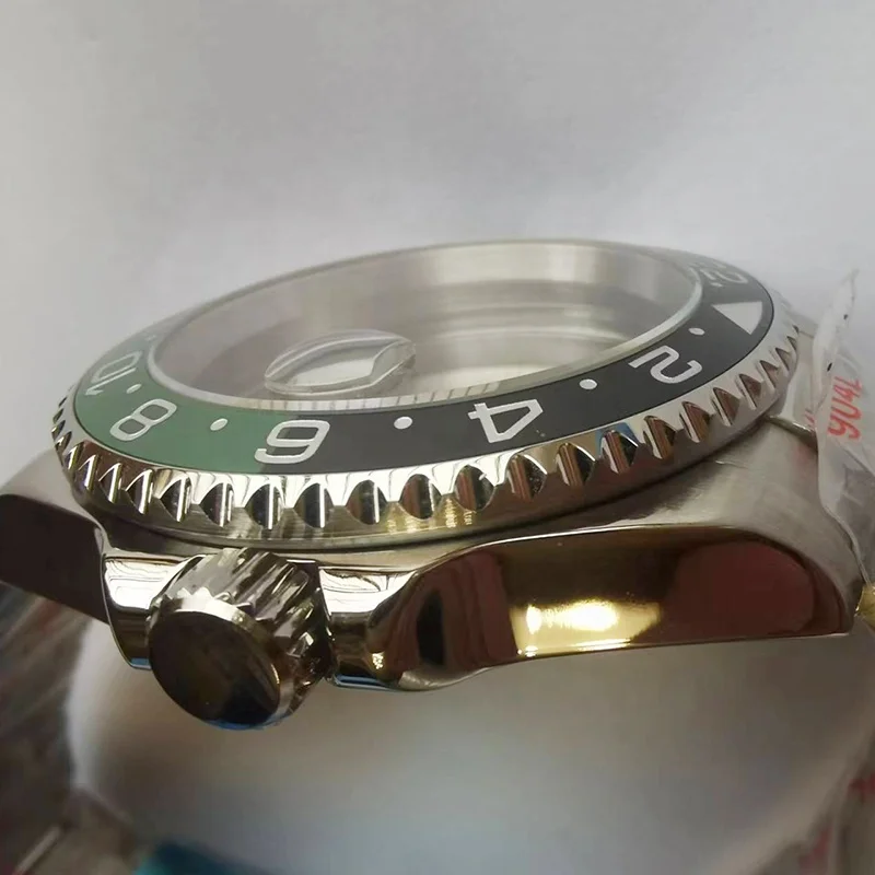 40mm GMT 시계 케이스 NH34 NH35 NH36 사파이어 유리 Oy-ster 팔찌 세라믹 베젤 사이클롭스