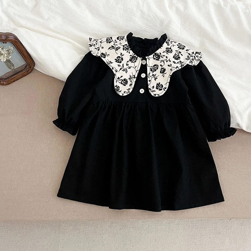 فستان الأميرات للحفلات للفتيات لربيع 2026 من 2 إلى 6 سنوات فستان جديد بأكمام طويلة للأطفال فستان قطني عتيق ملابس على الطراز الأوروبي الأمريكي #6