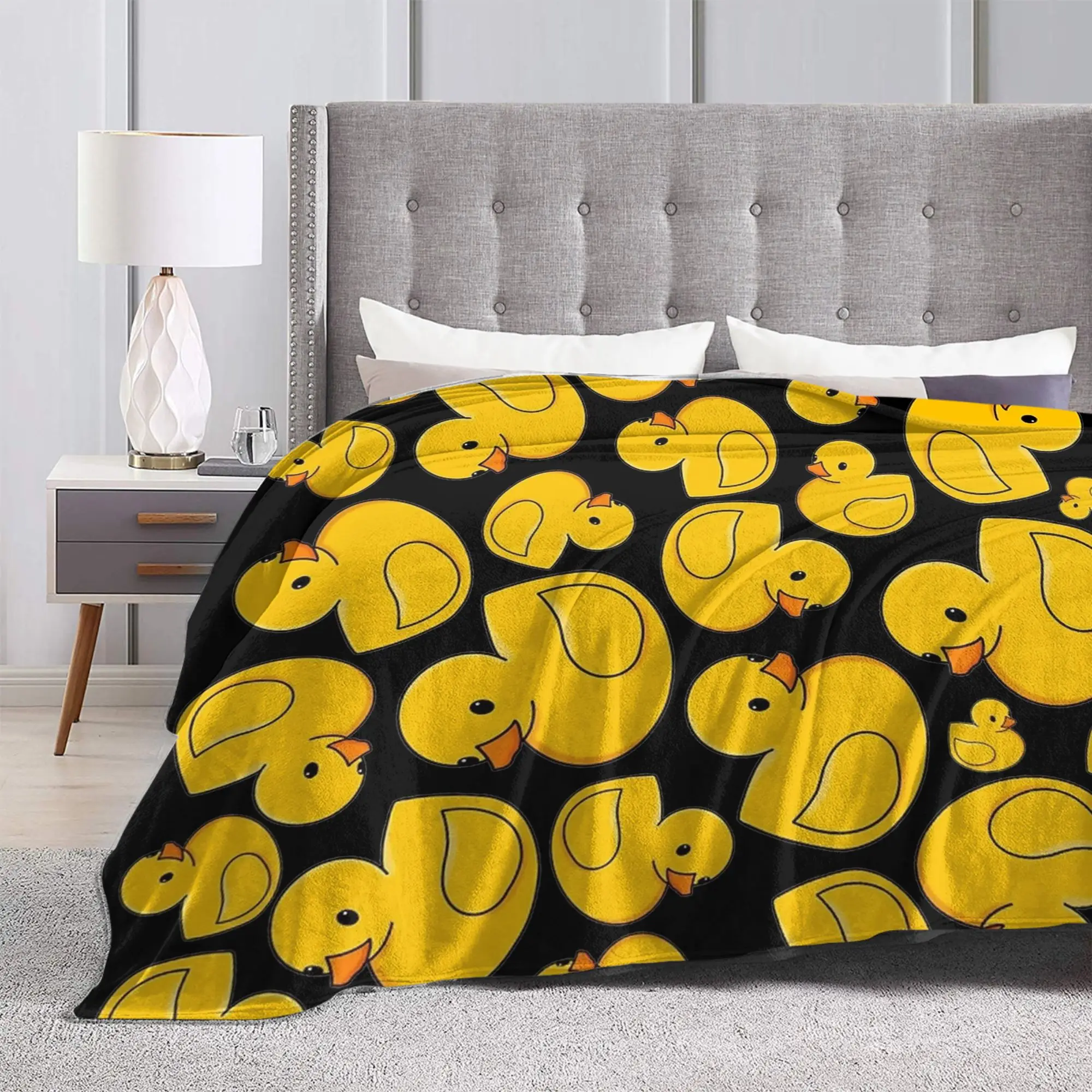 Rubber Ducky Cute Baby Knitted Blanket Yellow Duck Wool Throw Blanket Home Couch Printed Soft Warm Bedspreads
