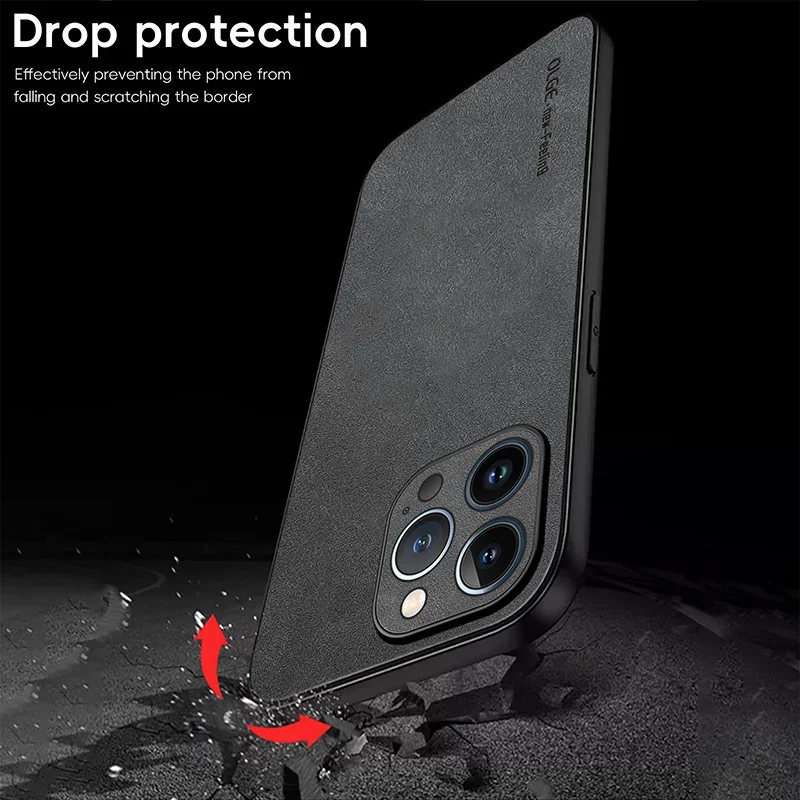 Luxury sheepskin Case For iPhone 16 15 14 13 12 11 Pro Max Plus X XS XR Matte Leather Phone Cover