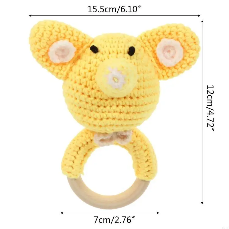 E06f cartone animato Elefante Elefante Rattle per neonate Teethe Anello per neonati Nursing Sother per giocare a palestra per